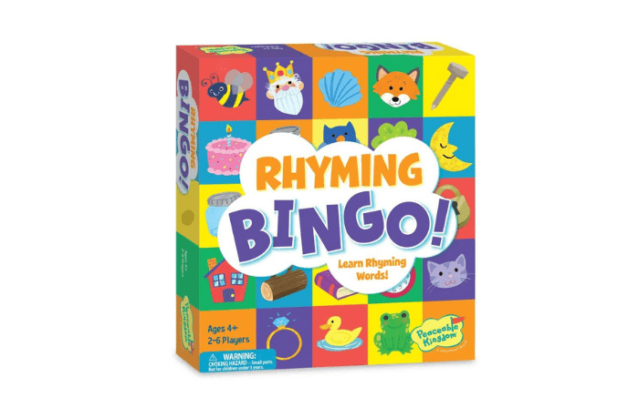 Bingo for kids, children's bingo game, reading game, learn to read, toronto canada, toddler games, peaceable kingdom