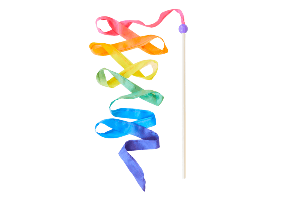 Sarah's Silks large rainbow Streamer, children's magic wands, wooden wands for kids, pretend wands for children, Sarahs Silks wands, silk wands, magic wands, Toronto, Canada, rainbow magic wand