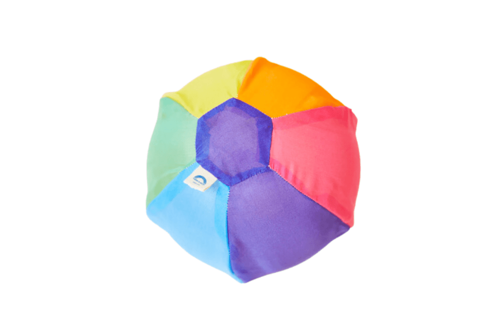 Sarah's Silks Rainbow Balloon Ball, balloon cover, 3 years and up, indoor gross motor toys for kids, best open-ended toys for kids, best gifts for kids, The Montessori Room, Toronto, Ontario, Canada.