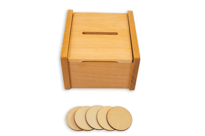 Slotted Box with Chips - The Montessori Room, Toronto, Ontario, Canada, Montessori material, Montessori toy, fine motor toy, early development toy, wooden toy, The Play Kits by Lovevery, Lovevery, Montessori toy subscription, buy Lovevery item individually, Lovevery Canada, Lovevery in store, The Babbler Play Kit 13 - 15 Months