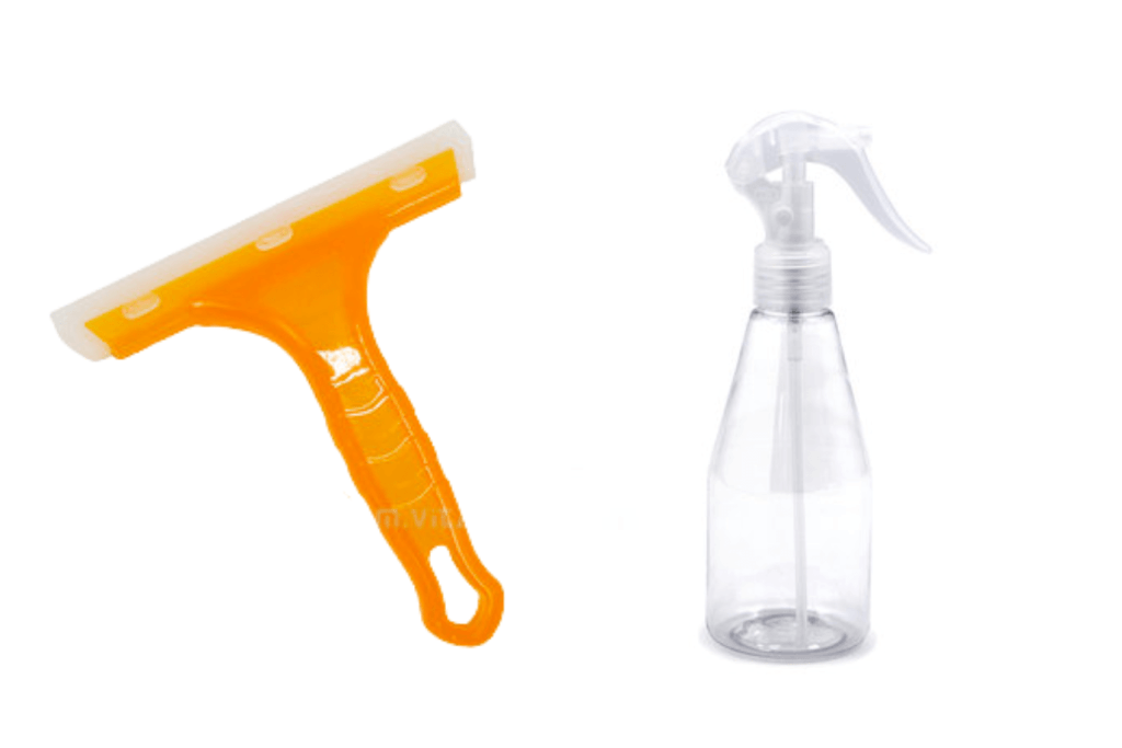 Glass cleaning activity, Montessori, toddler practical life, Small spray bottle and Small Squeegee, toddler spray bottle, Toronto, Canada, The Play Kits by Lovevery, Lovevery, Montessori toy subscription, buy Lovevery item individually, Lovevery Canada, Lovevery in store, The Enthusiast Play Kit 28 - 30 Months