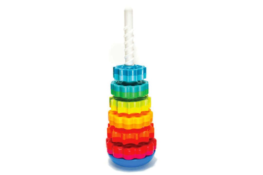 SpinAgain, Outset Media, spinning toy, stacking toy, sensory toy, best toy for baby, best toy for 1 year old, The Montessori Room, Toronto, Ontario, Canada, Fat Brain Toys