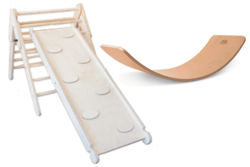 Climbing Bundle #3 - Kinderfeets Balance Board + Montessori Climbing Triangle + Ramp