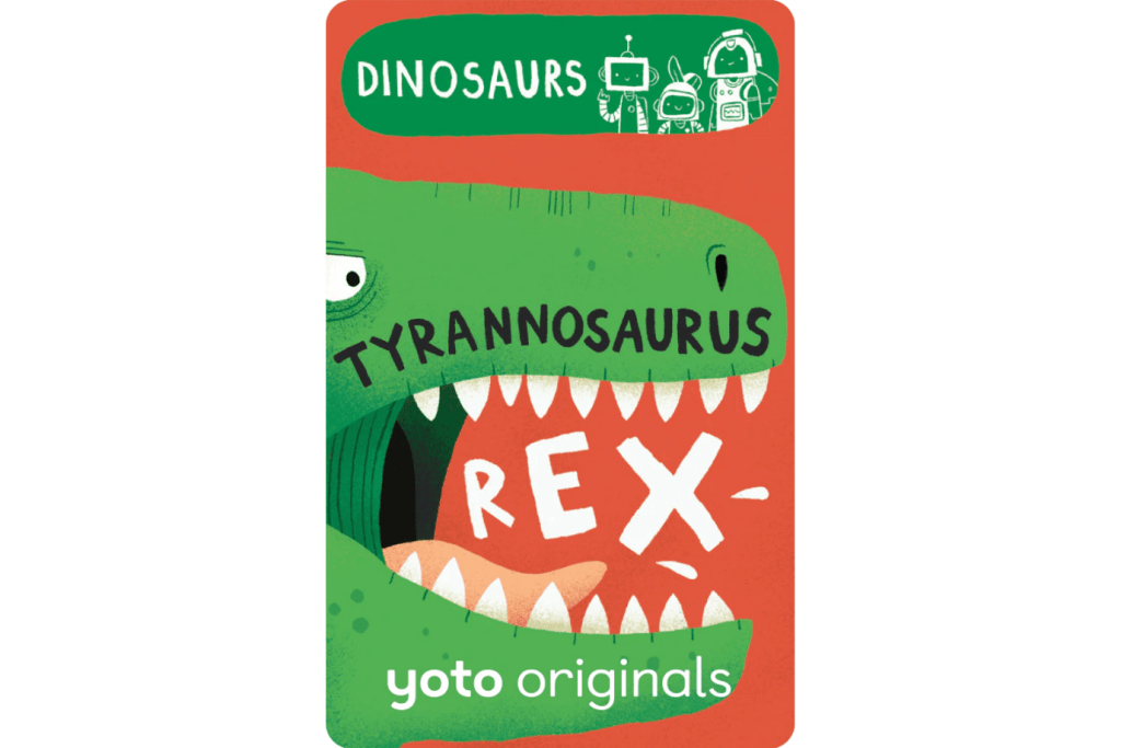 Yoto Card: BrainBots: Dinosaurs, Tyrannosaurus Rex, The Montessori Room, Toronto, Ontario, Canada.