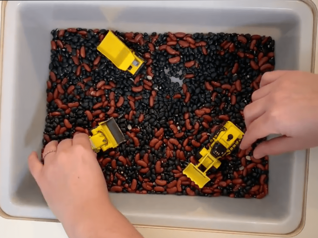 5 Minute Construction Truck Sensory Bin