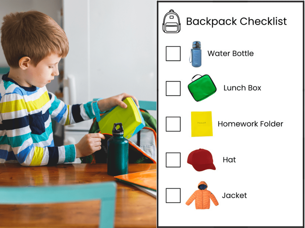 The Backpack Checklist - To Help Your Child Remember To Bring Their Stuff Home