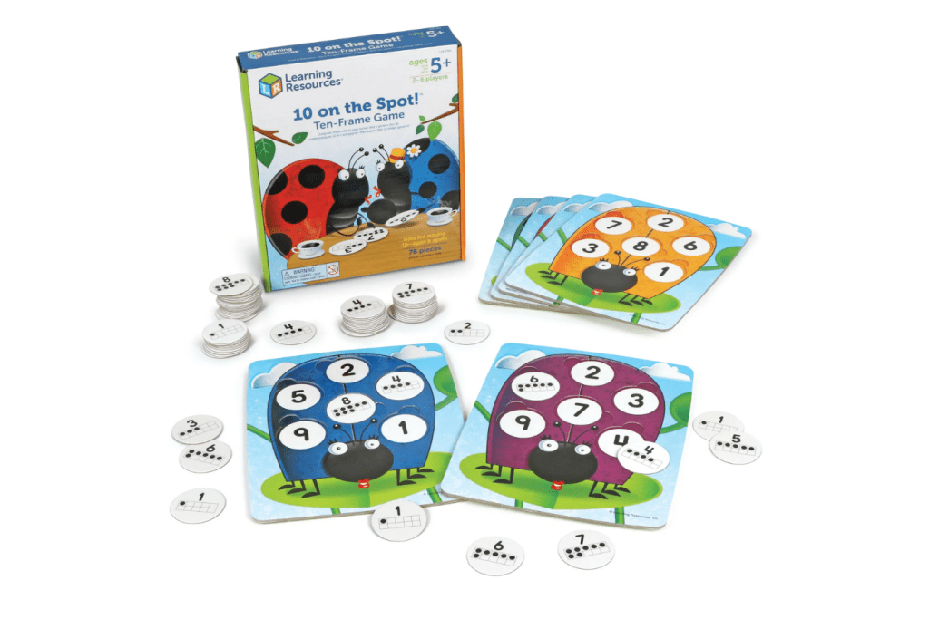 10 On The Spot! 10 Frame Math Game, Learning Resources, games for kindergarteners, math games, The Montessori Room, Toronto, Ontario, Canada, math games for kindergarten classroom