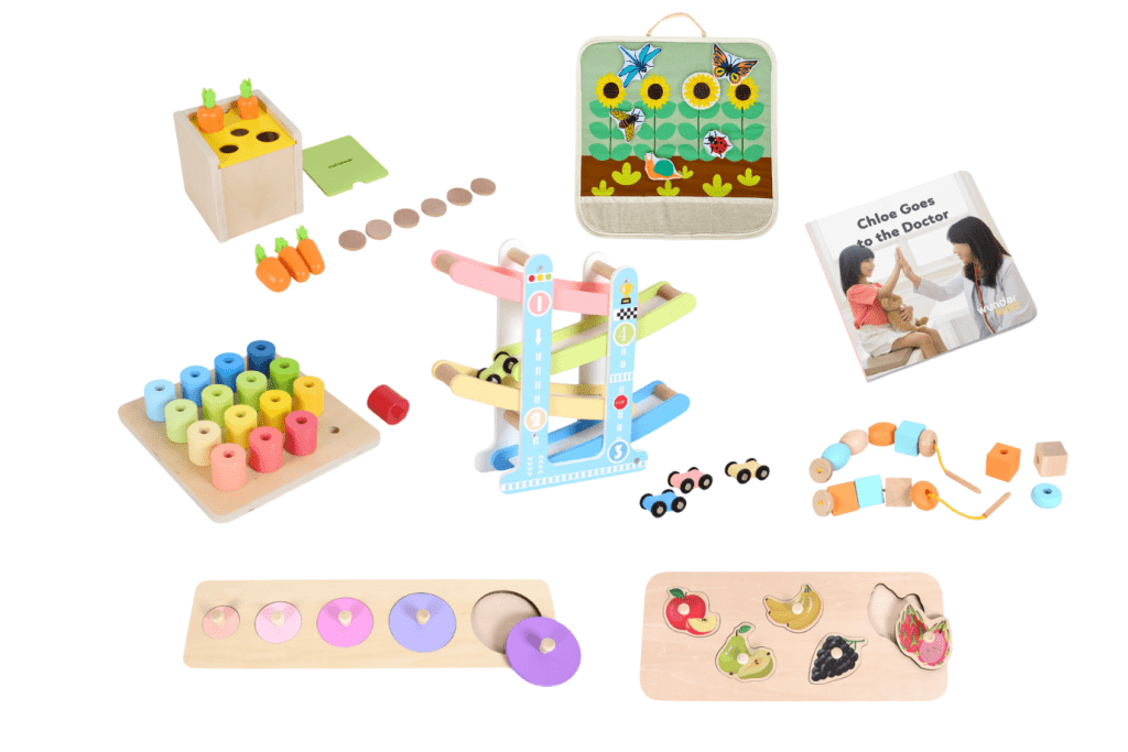 The Play Kits by Lovevery, Lovevery, Montessori toy subscription, buy Lovevery item individually, Lovevery Canada, Lovevery in store, The Babbler Playkit, Months 13 - 15, The Adventurer Playkit, Months 16 - 18, The Montessori Room, Toronto, Ontario, Canada. 