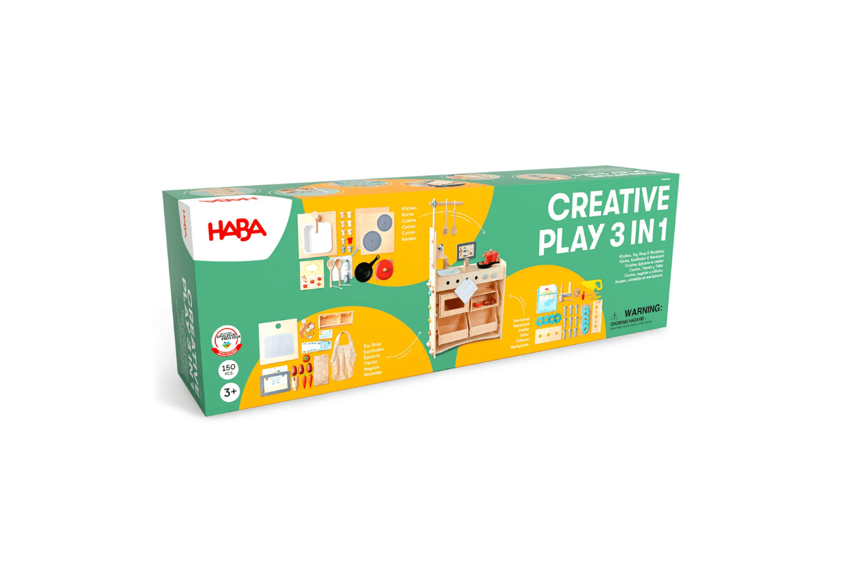Haba Creative Play 3 in 1 – Play Kitchen, Store & Workshop