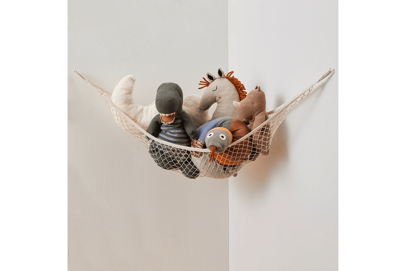 Toy Hammock - Stuffed Animal Storage Net, 3 Sprouts, storage solutions for children's bedroom, stuffed animal storage, toy storage in bedroom, storage solutions for small spaces, The Montessori Room, Toronto, Ontario, Canada. 