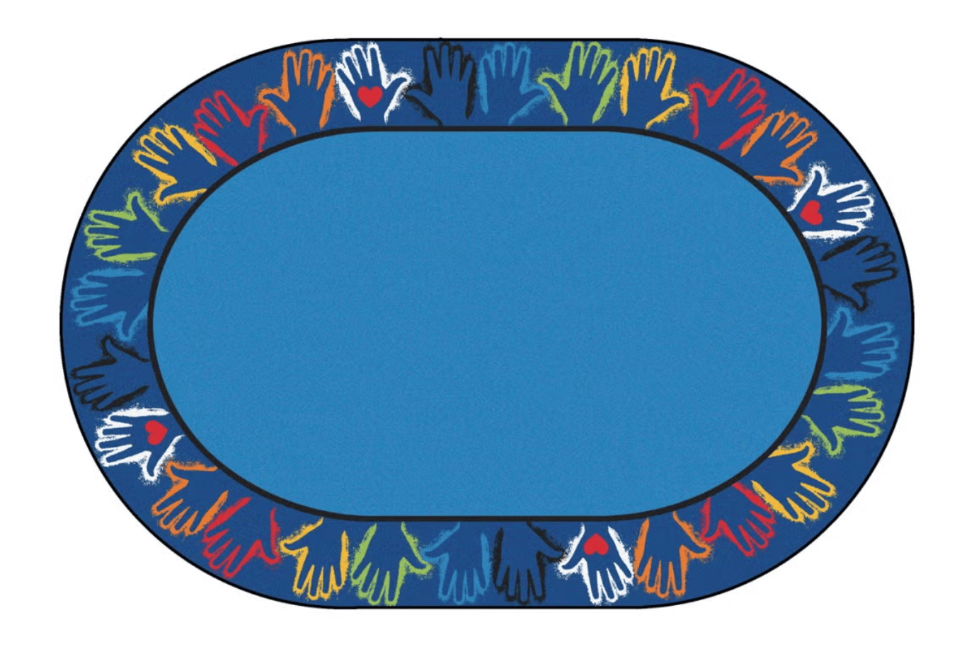 Children's Factory Hands Together Border Rug Oval (Two Sizes Available)