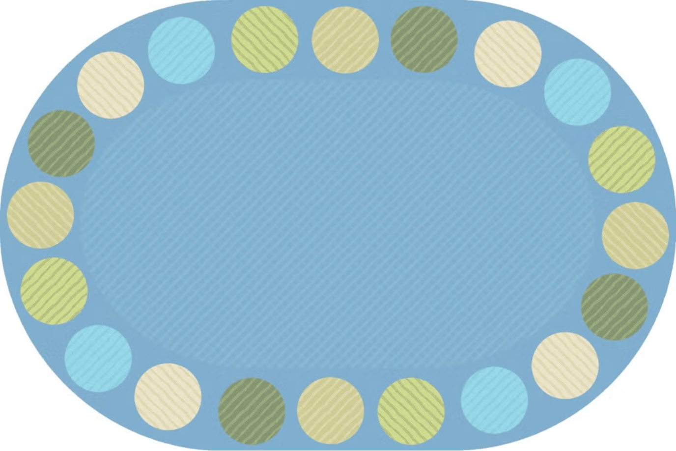 Children's Factory Calming Colours Seating Rug Oval (Various Sizes Available)