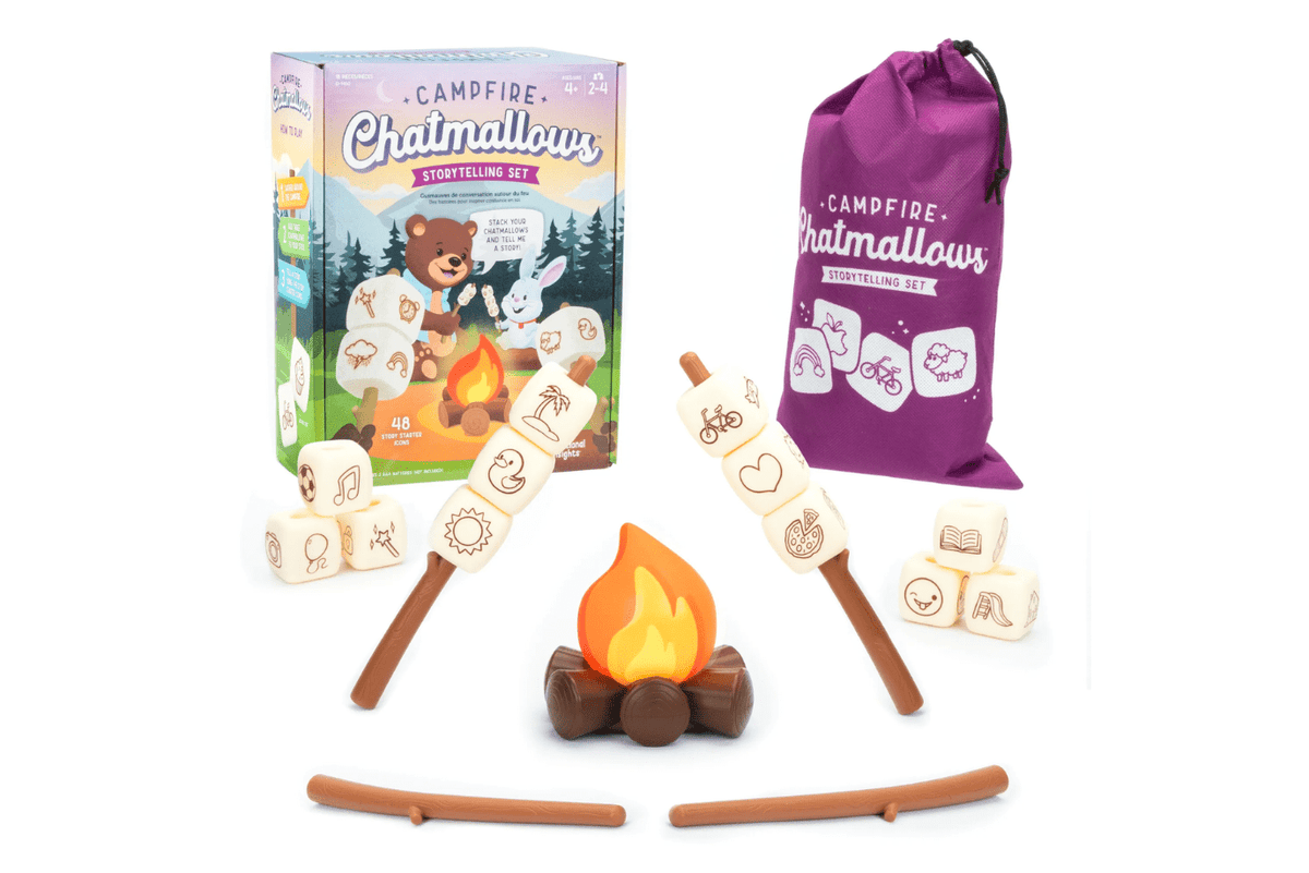 Campfire Chatmallows, story-telling games, family game night, pretend camping games, Educational Insights, The Montessori Room, Toronto, Ontario, Canada. 