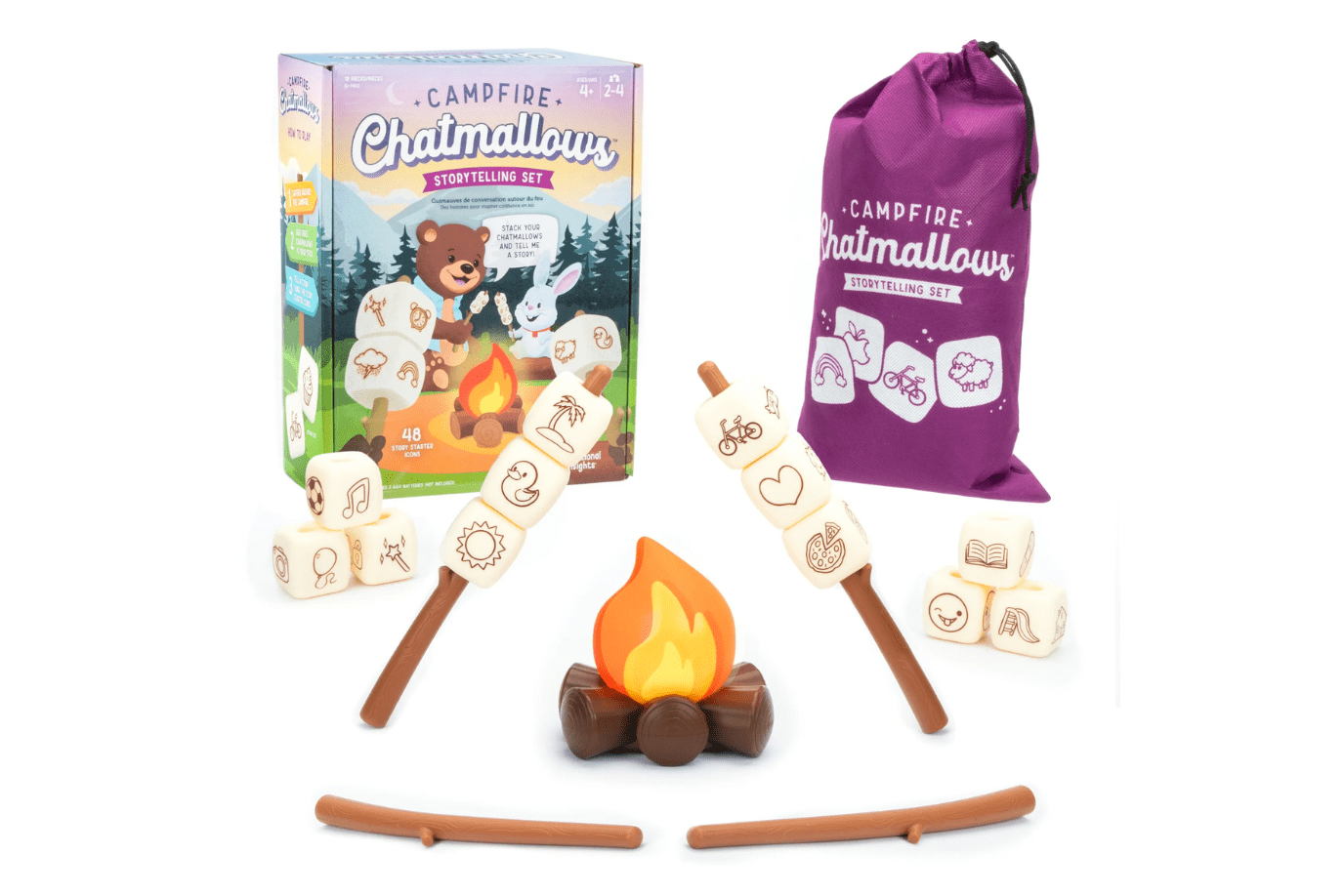 Campfire Chatmallows, story-telling games, family game night, pretend camping games, Educational Insights, The Montessori Room, Toronto, Ontario, Canada. 