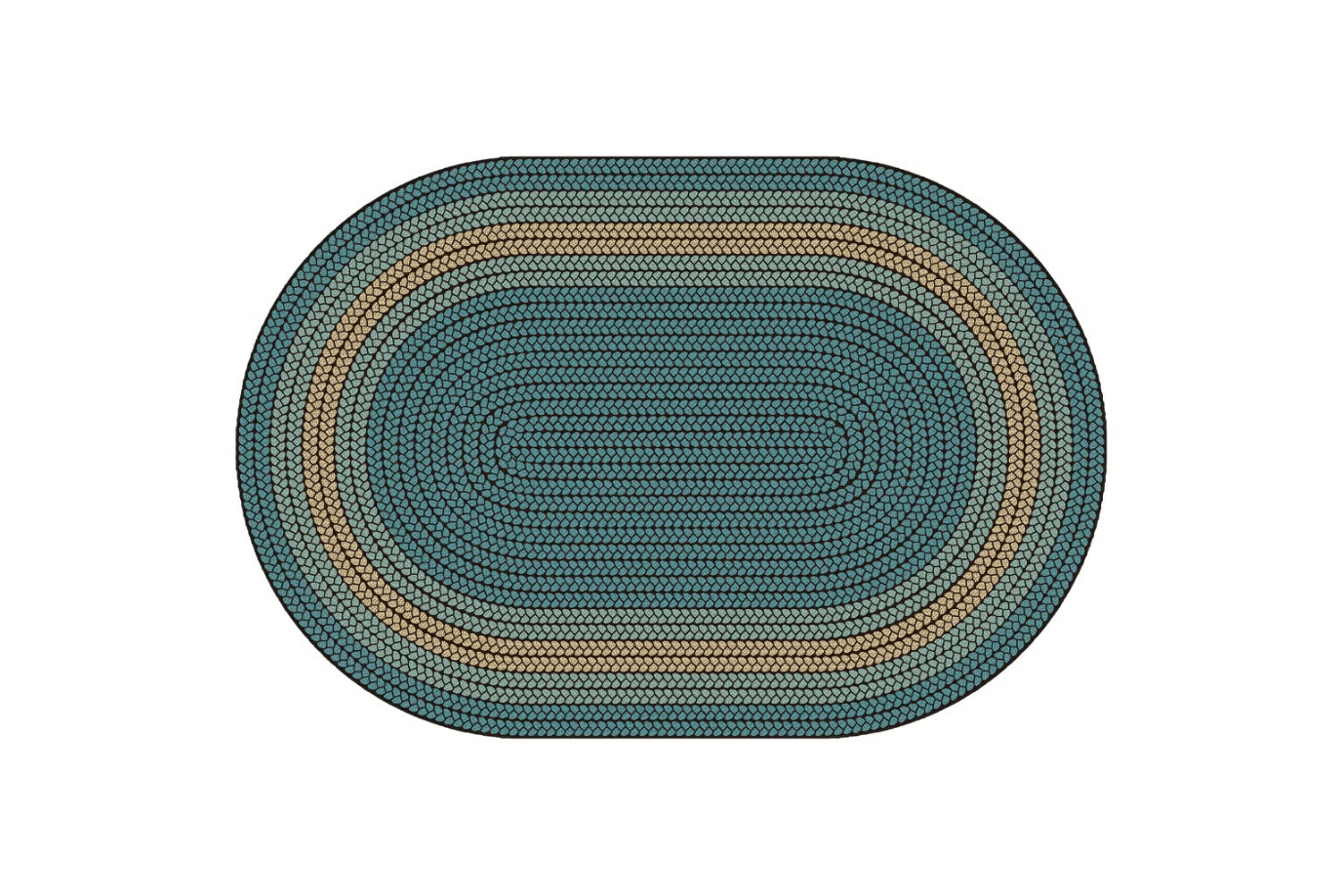 Children's Factory 4' x 6' Oval / Teal Braidful in Nature Colours Oval Classroom Rug (Two Colours & Sizes Available)