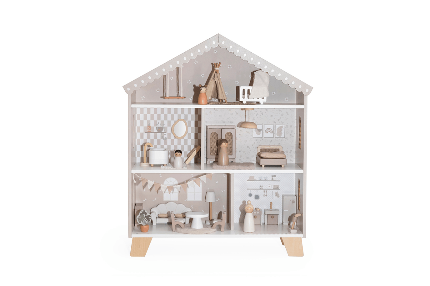 K.I.D. Toys Inc. Wooden Doll House - Nougat