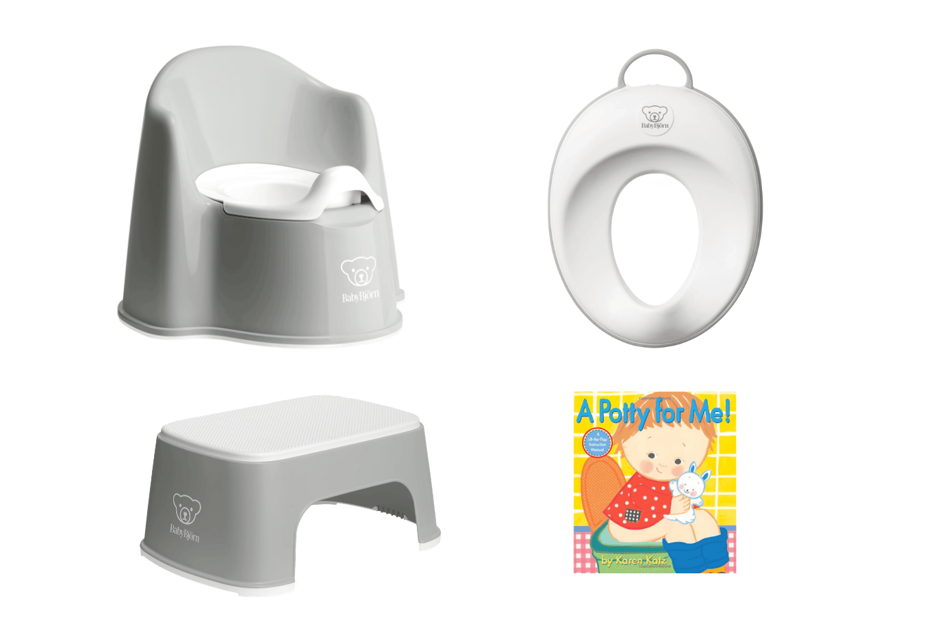 BabyBjörn 1 Set (1 Potty/1 Seat/1 Stool/1 Book) Potty Training (Toilet Independence) Bundle