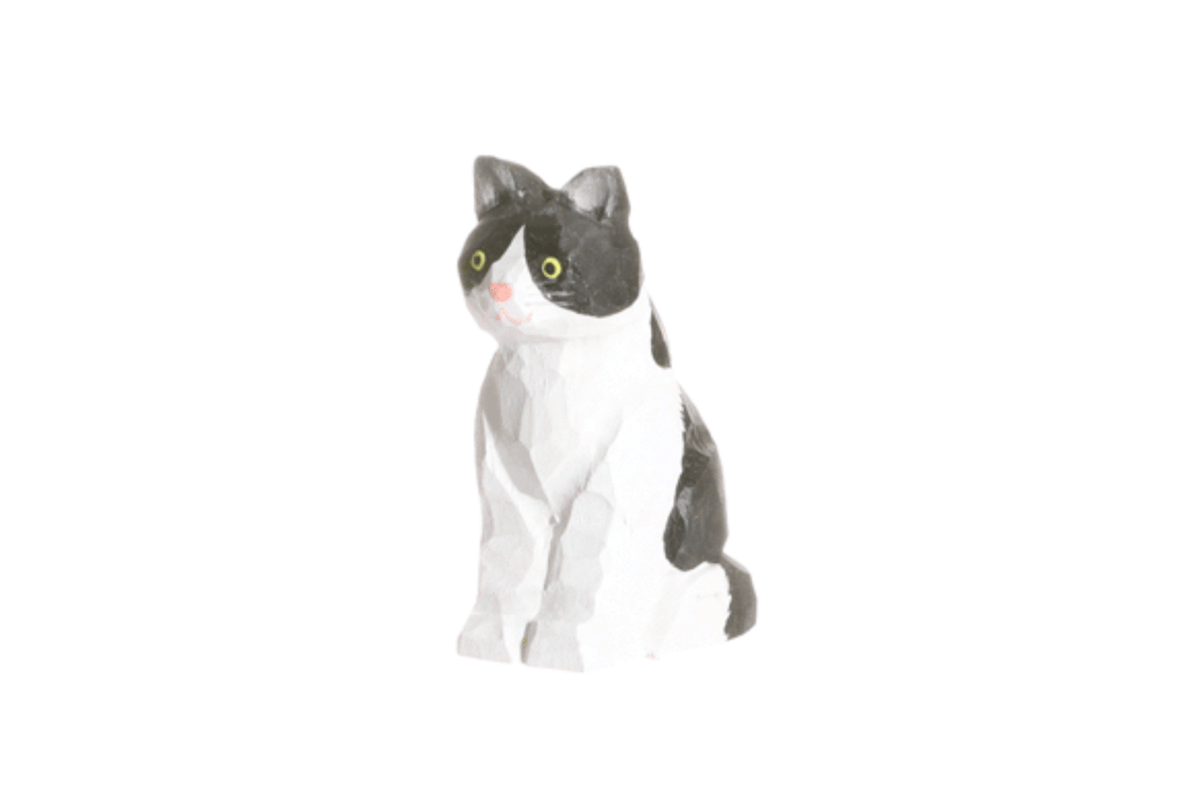 Wudimals Wudimals Wooden Cat - Black & White