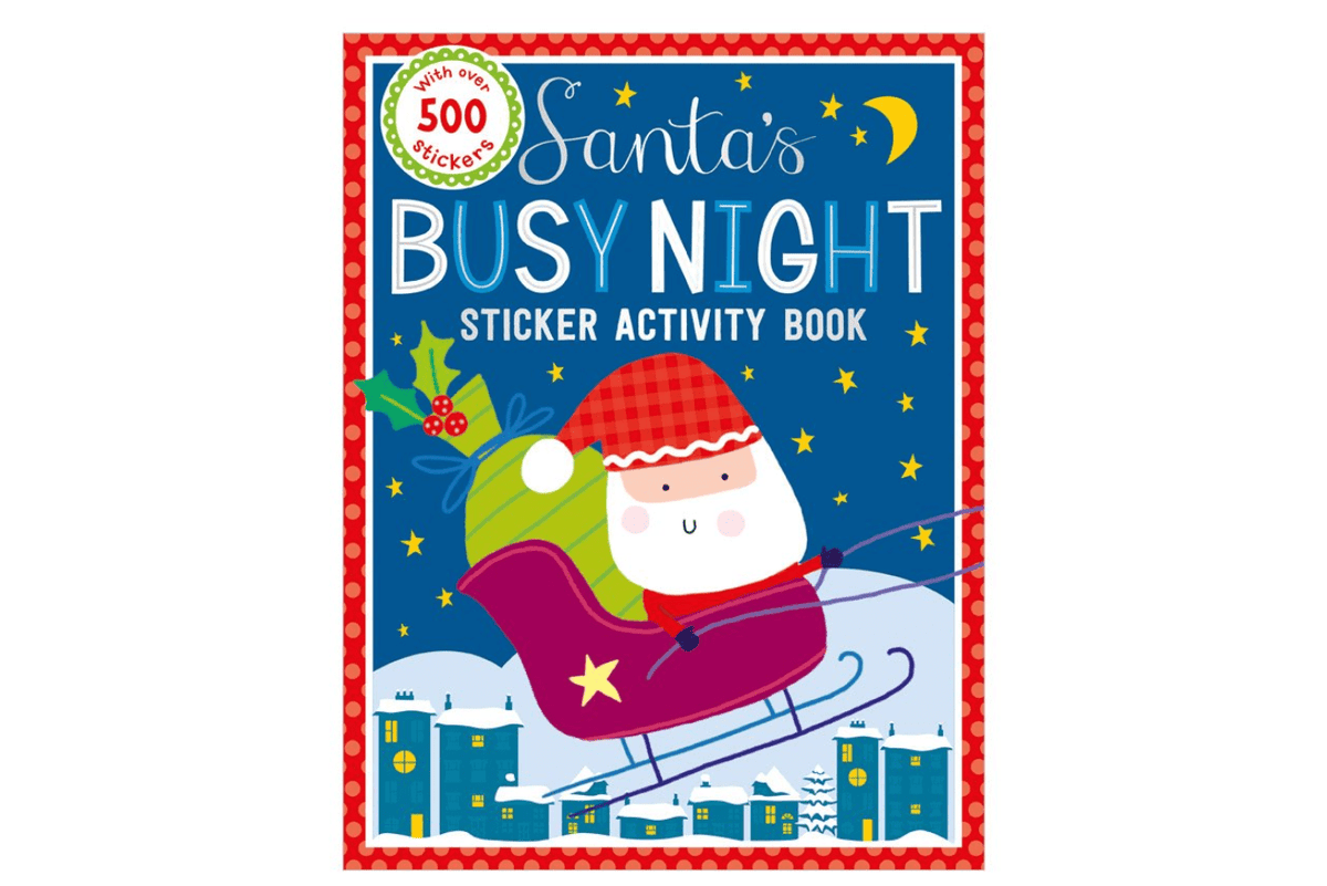 Santa&#39;s Busy Night Sticker Activity Book, Christmas-themed gifts for kids, Christmas crafts, Christmas travel toys, The Montessori Room, Toronto, Ontario, Canada. 