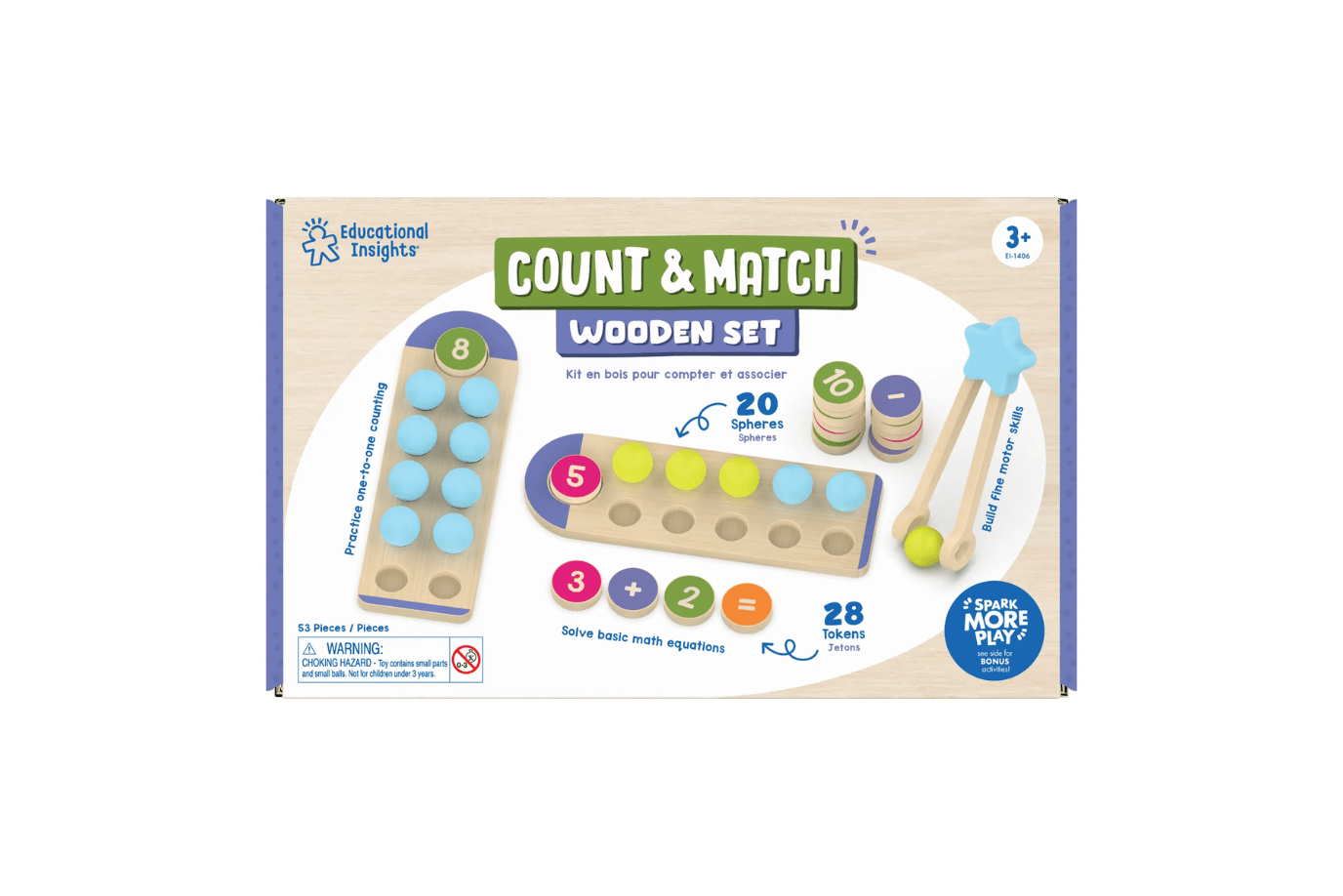 Count & Match Wooden Set, hands-on learning toys, toys that teach children math, toys that teach children arithmetic, Educational Insights, The Montessori Room, Toronto, Ontario, Canada. 