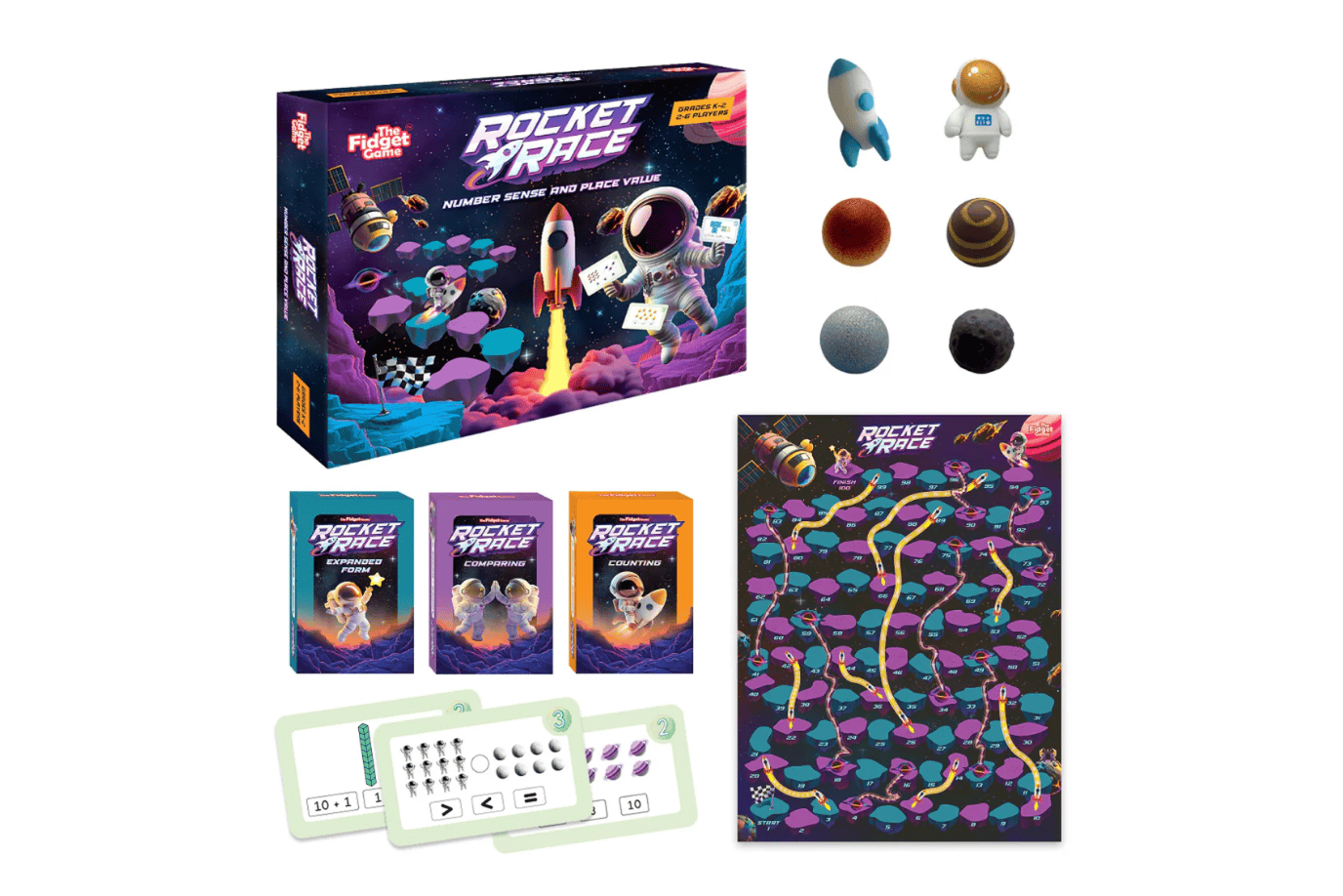 The Fidget Company Rocket Race Math Game - Ages 5 - 8