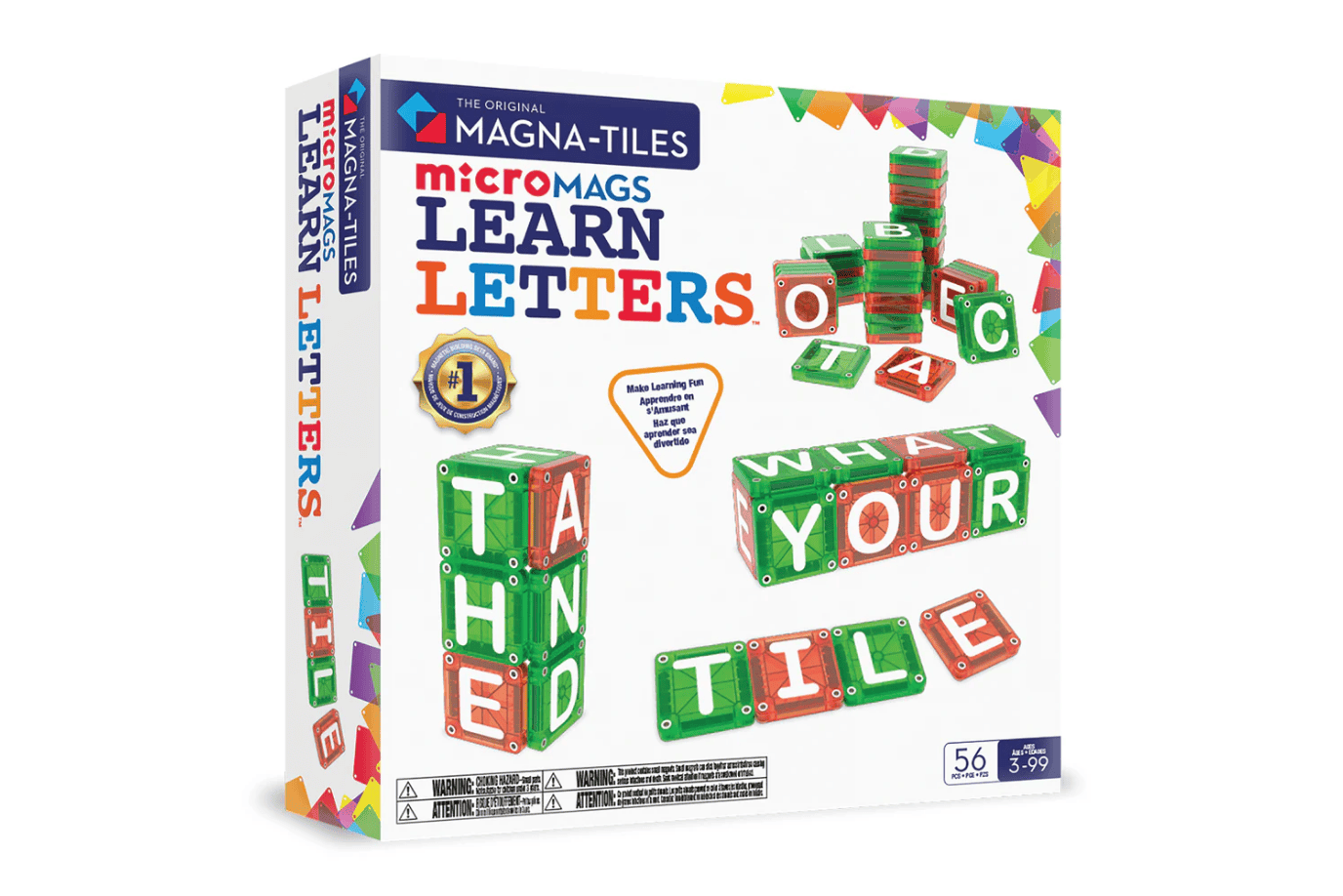 Valtech Magna Tiles microMAGS LEARN Letters™ - 56 Piece Set