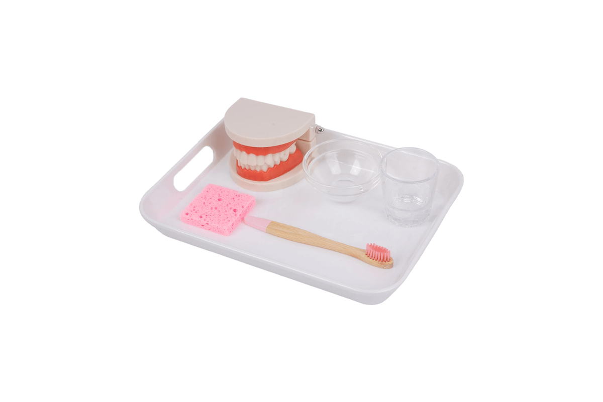 Brushing Teeth Activity Set, learning practical life skills, learning how to brush teeth, learning the importance of dental hygiene, develop independence, The Montessori Room, Toronto, Ontario. 