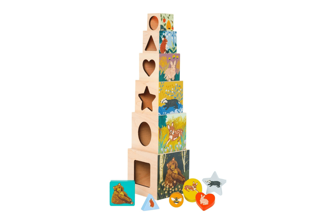 Kidcentral Enchanted Forest Wooden Stacking & Nesting Blocks