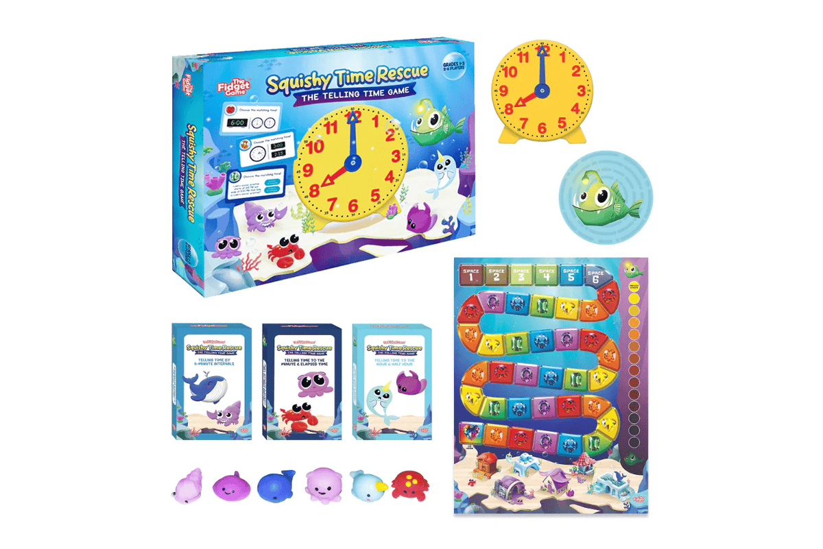 The Fidget Company Squishy Time Rescue - Game For Learning How To Tell Time - Ages 6 - 9