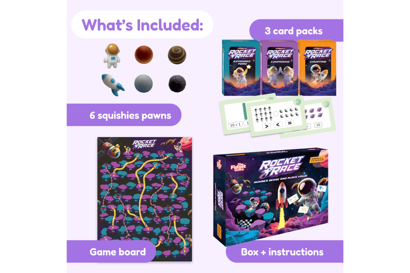 The Fidget Company Rocket Race Math Game - Ages 5 - 8