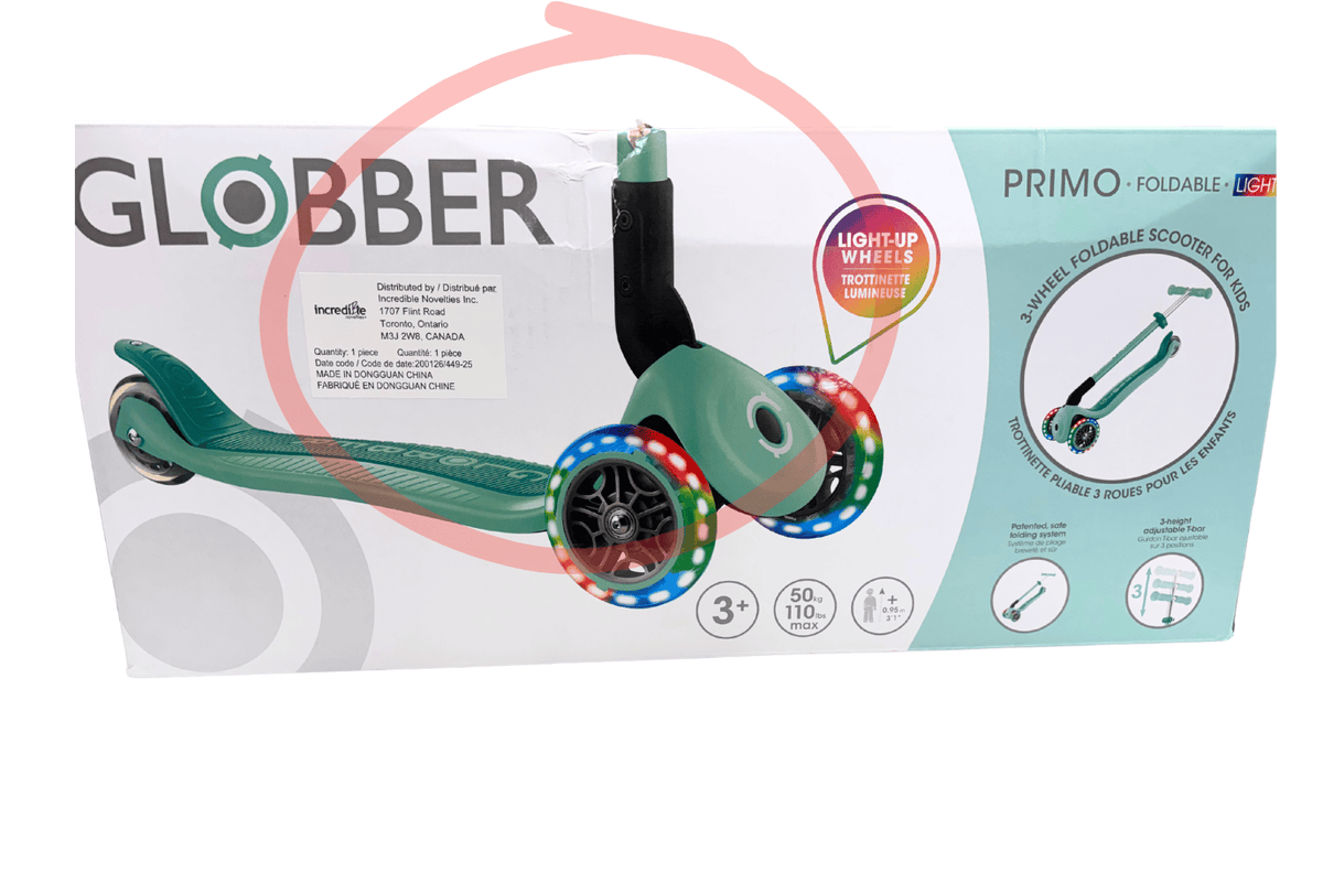 Incredible Novelties Mint Globber Primo Foldable Scooter with Lights- Mint- Damaged Box- FINAL SALE