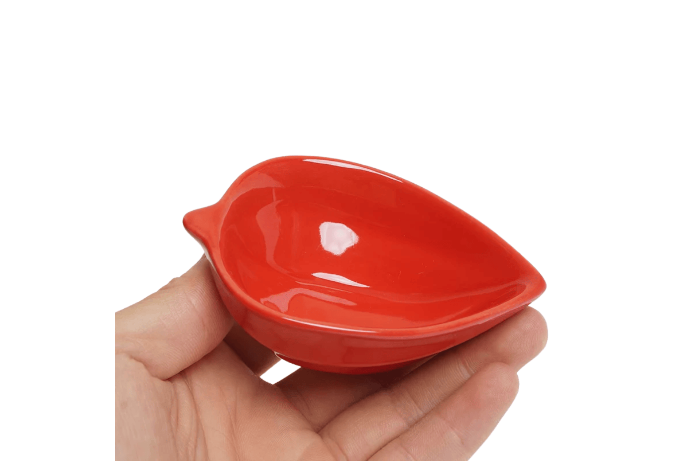 Adena Montessori Red Ceramic Leaf-Shaped Bowl
