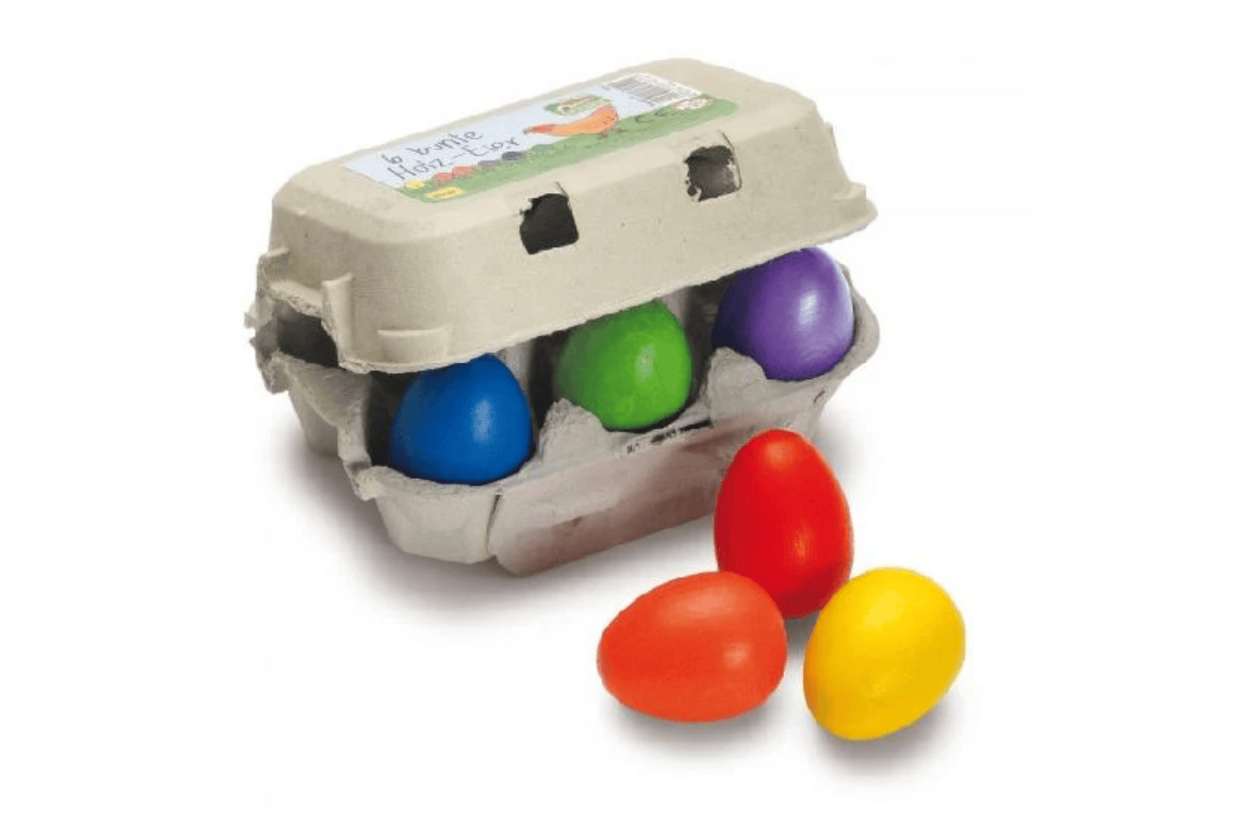 Fire The Imagination Rainbow Eggs Carton of 6 Wooden Eggs (Two Styles Available)