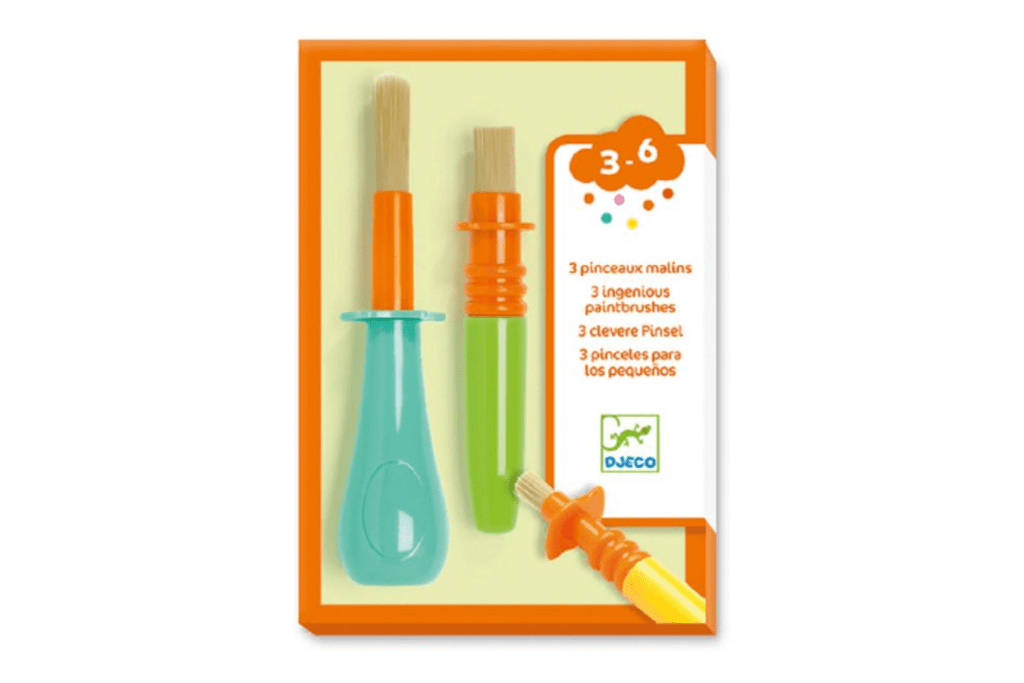 Djeco 3 ingenious paintbrushes, melissa and doug Large Paint Brush Set, toddler paint brush set, toddler paint brushes, chunky paint brushes, paint brushes with a grip, Toronto, Canada