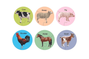 3 Piece Farm Animal Puzzles (6 pack)
