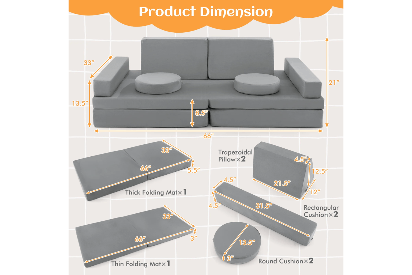 Costway 10 Piece Children’s Play Couch