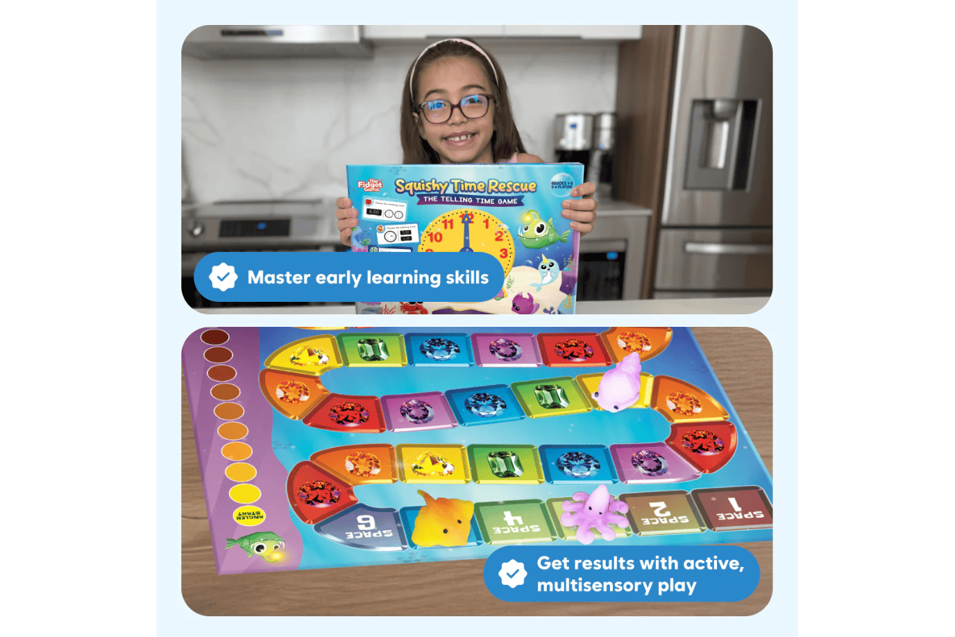 The Fidget Company Squishy Time Rescue - Game For Learning How To Tell Time - Ages 6 - 9