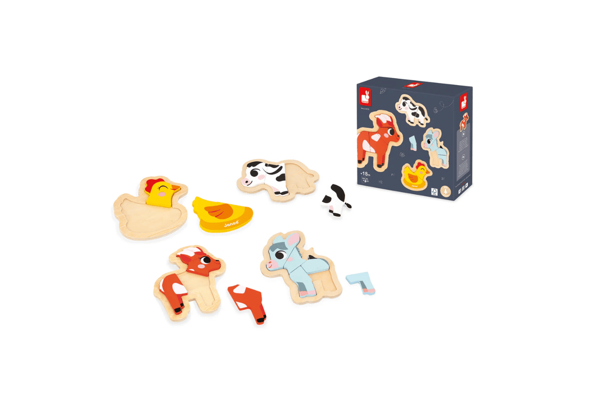 Pierre Belvediere Janod Set of 4 Progressive Puzzles - Farm
