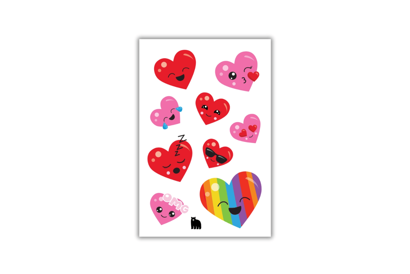 Four Bears Sticker Club Cute Puffy Hearts Four Bears Sticker Club Stickers - Valentine's Stickers