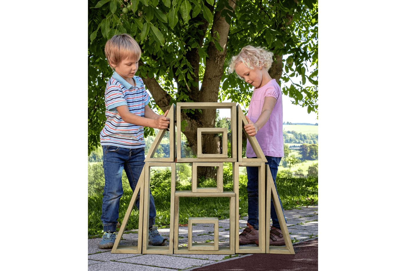Fire the Imagination Erzi XL Outdoor Building Blocks and Marble Run