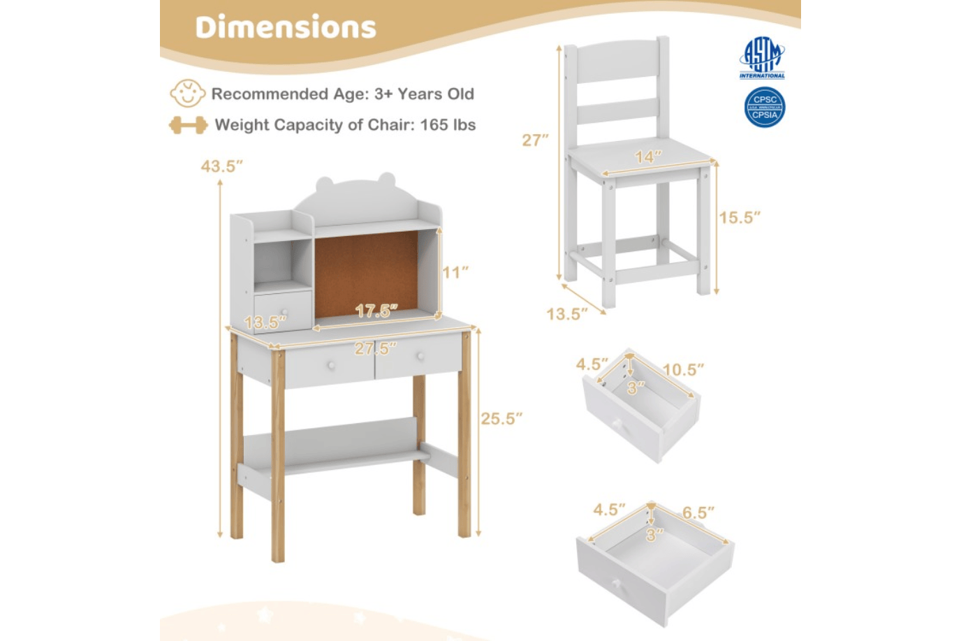 Costway Children’s Desk and Chair - Ages 3+