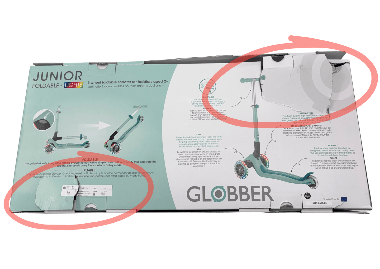 Incredible Novelties Globber Junior Foldable Scooters - Mint - Damaged Box - FINAL SALE