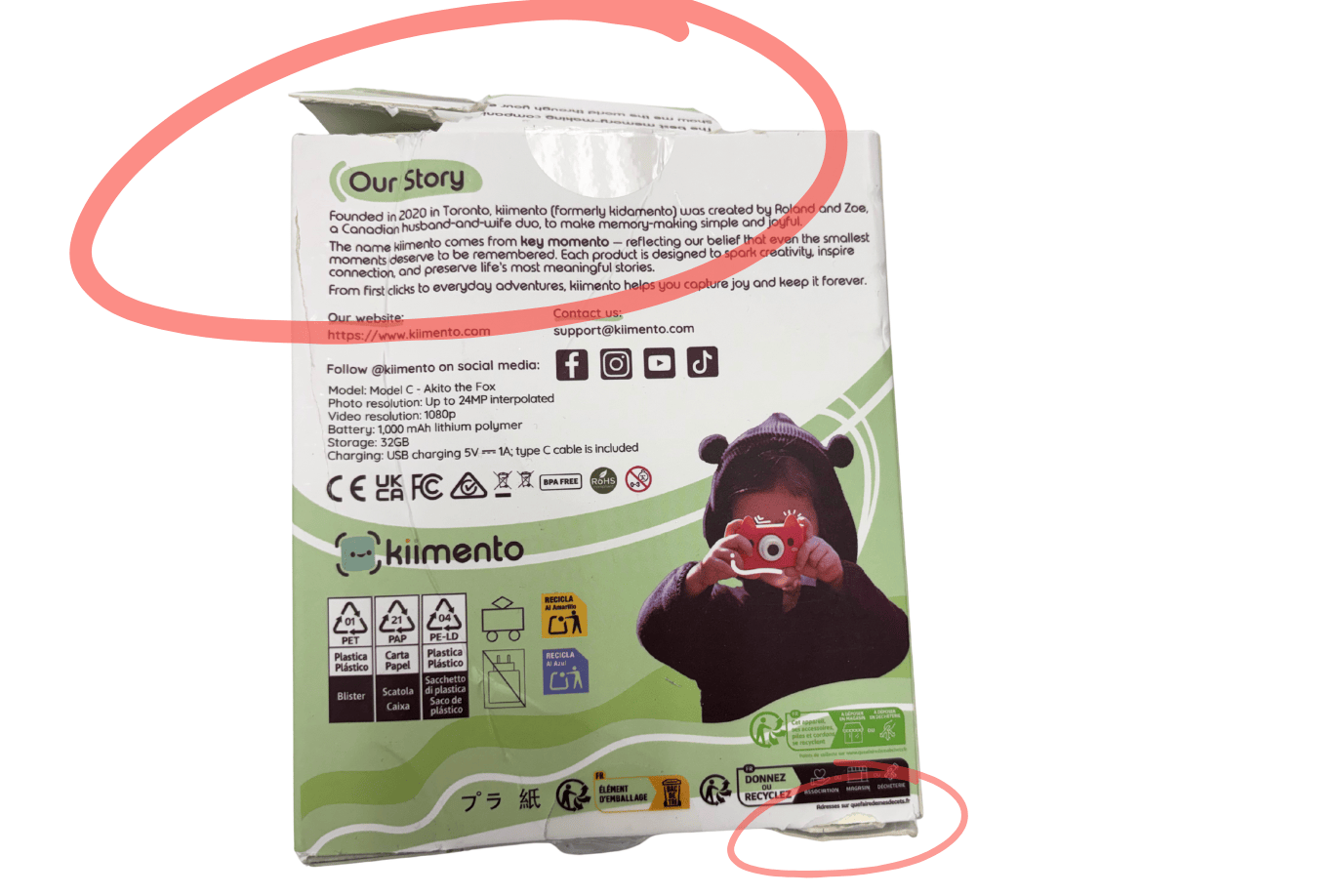 kiimento Akito the Fox - Model C Kiimento Children's Cameras [Akito the Fox- MODEL C]- Damaged Box - FINAL SALE