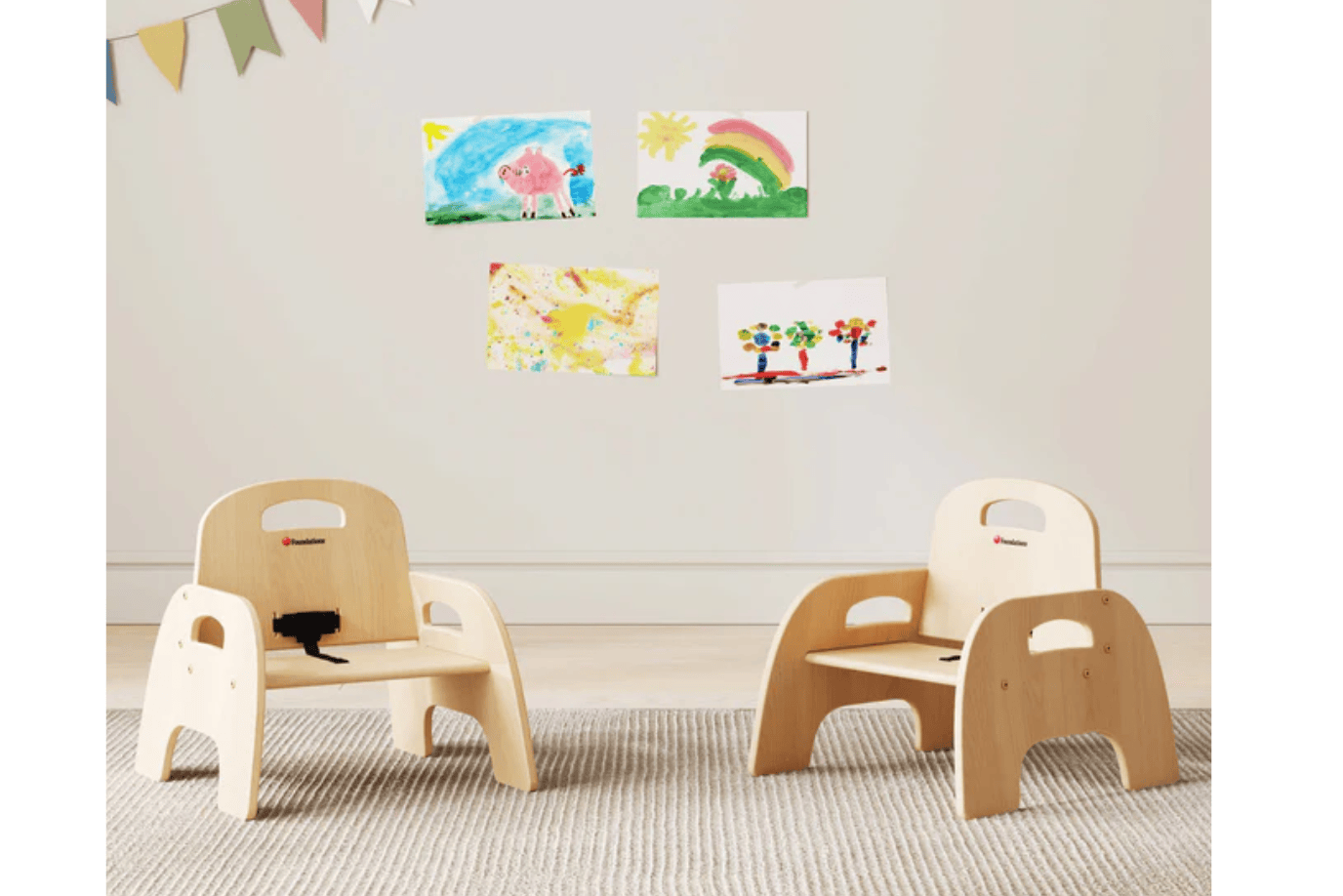 Foundations Simple Sitter Durable Baltic Birch Chair - 2 Pack (Multiple Seat Heights Available)