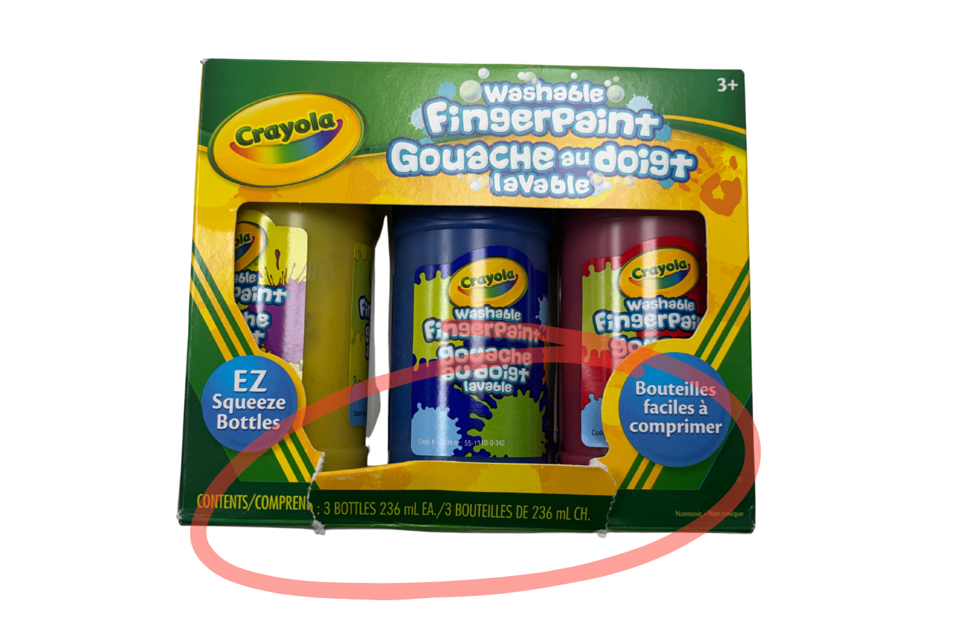 Crayola Washable Fingerpaint, 3 Bottles - Damaged Packaging - FINAL SALE