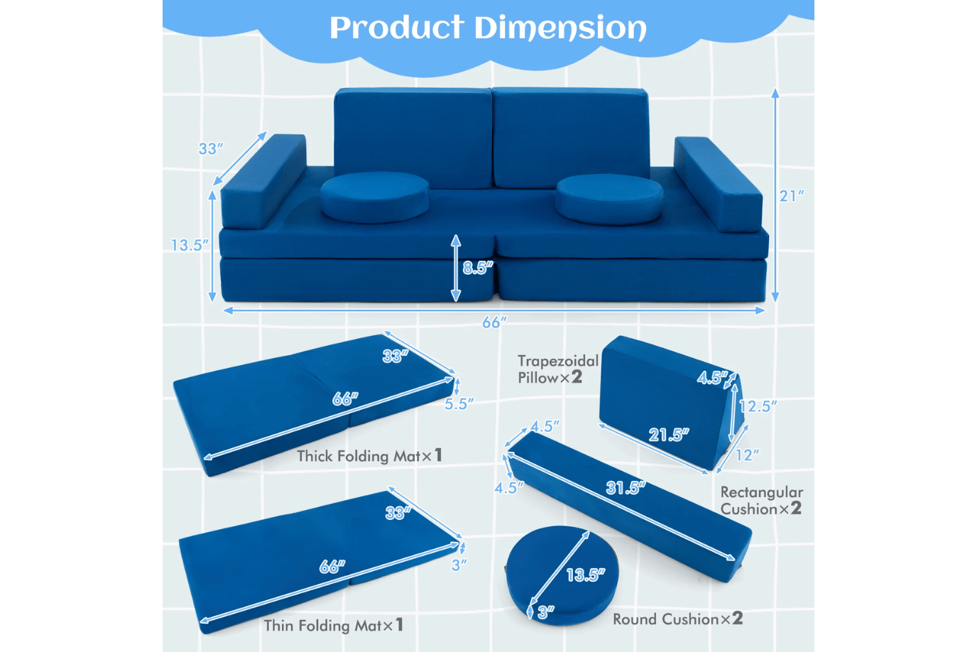 Costway 10 Piece Children’s Play Couch