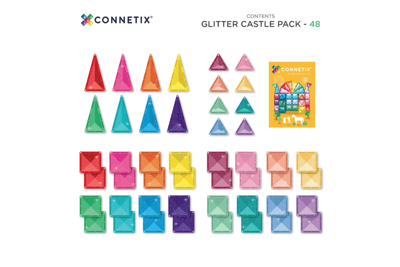 Connetix Tiles Connetix Glitter Castle Pack [48 Pieces]