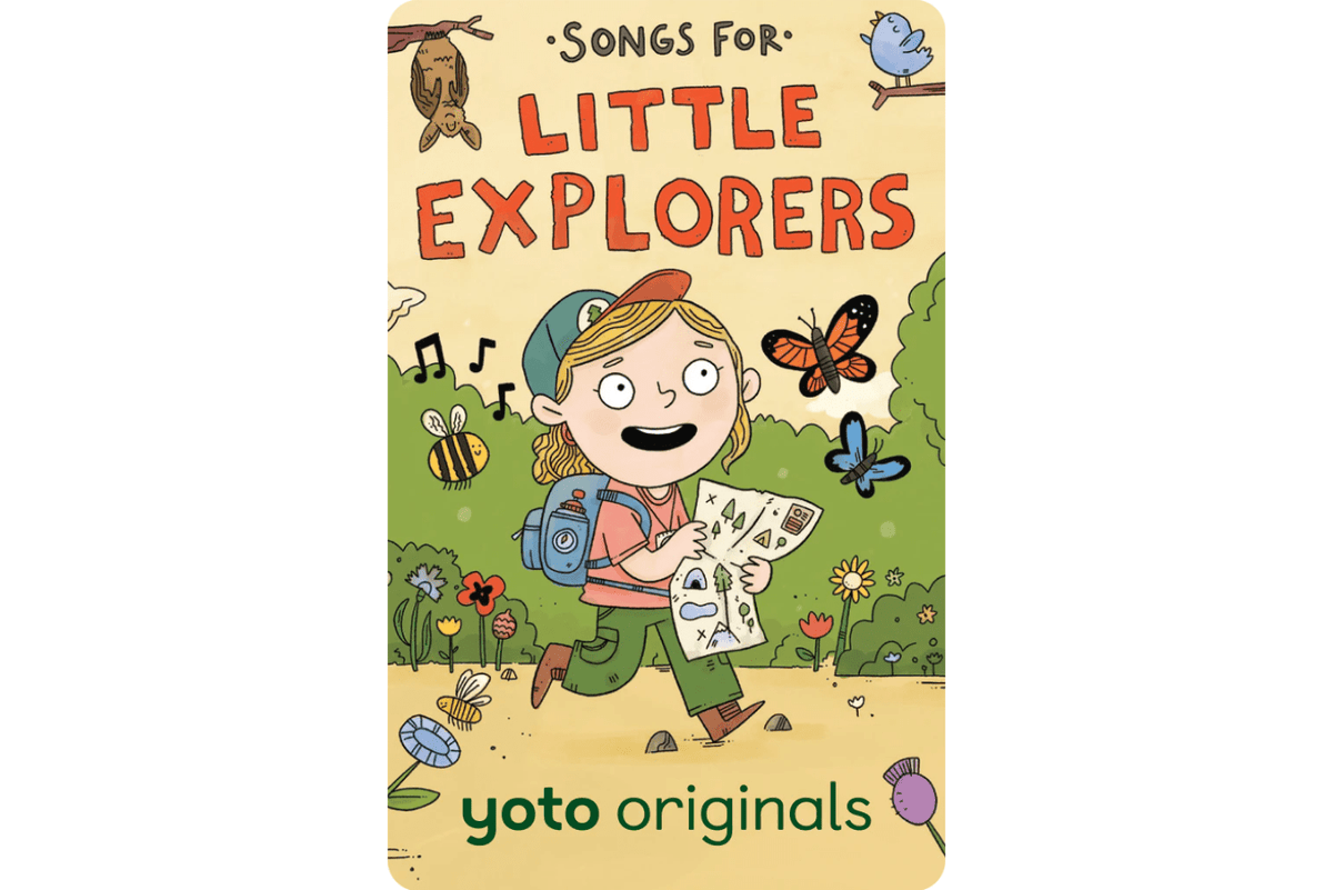 Yoto Card: Songs For Little Explorers, yoto play, yoto playes, yoto cards for 3 to 10 year olds, yoto cards in Toronto, yoto cards in store, The Montessori Room, Toronto, Ontario, Canada. 