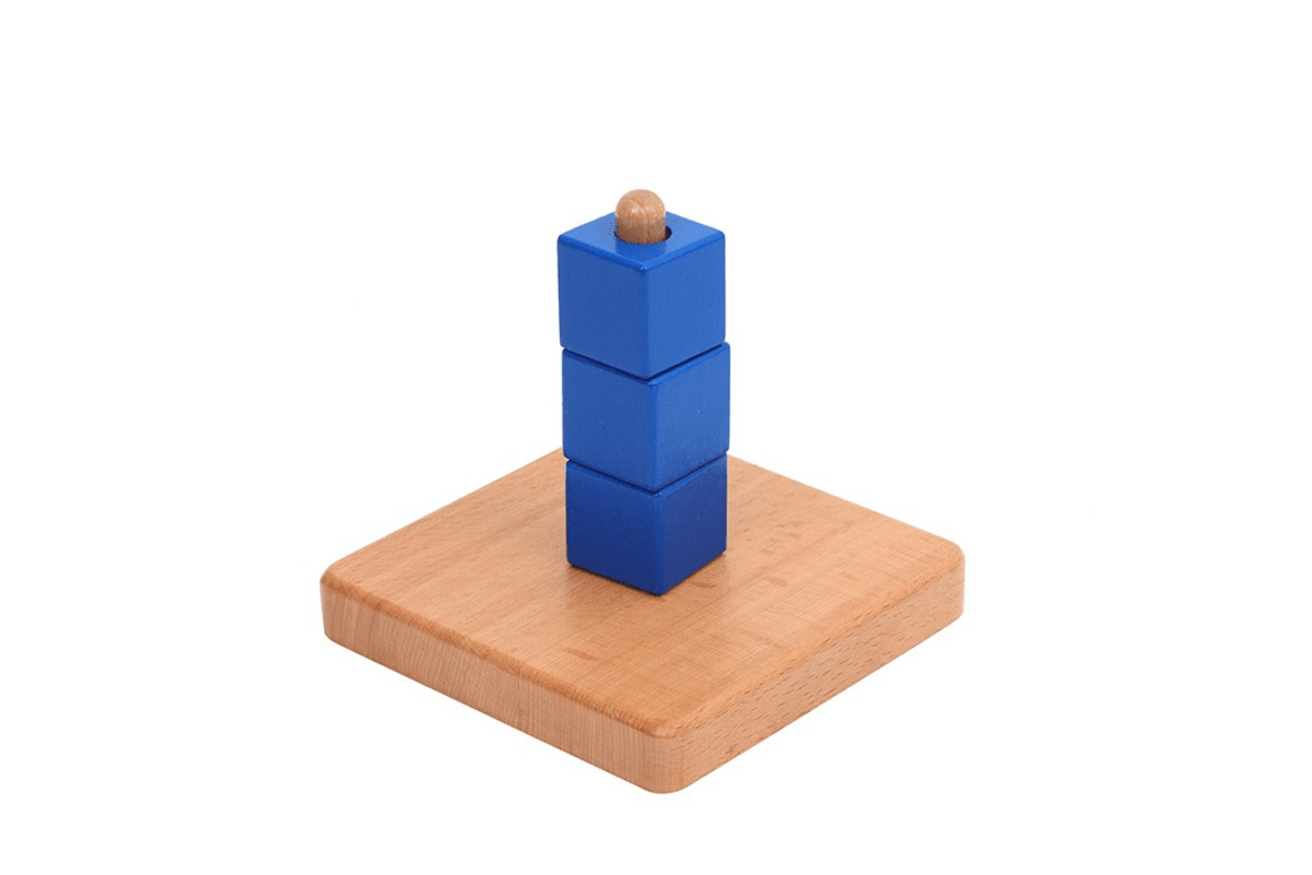Cubes on Vertical Dowel - The Montessori Room, Toronto, Ontario, Canada, stacking toys, beading activities, wooden toys, Montessori materials, Montessori educational tools, Montessori shelf work, fine motor tools, toddler toys