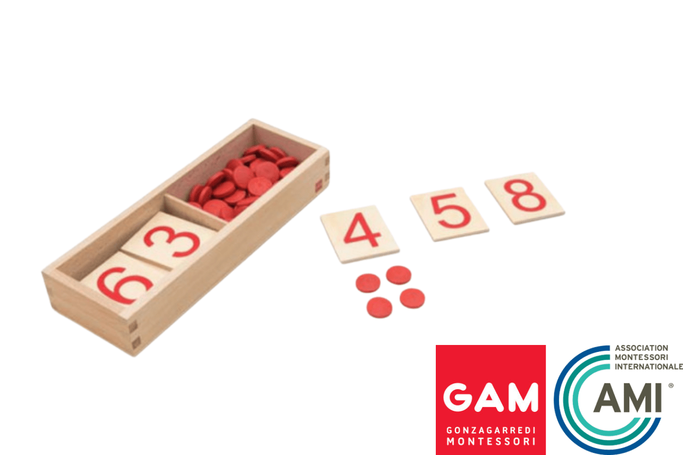 GAM -  Numerals and Counters, Montessori materials, Montessori Math materials, Montessori Casa materials, Montessori Primary materials, Montessori classroom packages, AMI-certified, GAM, The Montessori Room, Toronto, Ontario, Canada. 